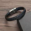 Charme Armbänder Klassische Luxus Blau Einfache Schnalle Für Edelstahl Leder männer Armband Geflochtene Seil Armreifen Schmuck Großhandel