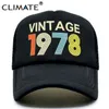 Ball Caps CLIMATE Vintage 1978 Cap 1978 Vintage Trucker Cap Men Retro 40th Birthday Gift Baseball Caps Black Cool Trucker Caps Hat 230617