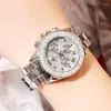 Montres-bracelets dames de luxe mode acier montres hommes cristal strass Reloj femme montre étincelant brillant grand cadran marque