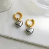 Hoop Earrings Statement Minimalist Gold Silver Color Mixed Solid Heart Pendant Street Style Korean Fashion Jewelry Eh1859