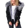 Vestes pour femmes élégant Parka rétro en peluche col Denim mode polaire doublé chaud mi-longueur déchiré manteau femmes