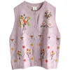 Damenstrick Frühling Herbst Frauen Allgleiches Japan Stil Mori Kei Lose Vintage Blume Häkeln Bequeme Wollweste Strickjacken