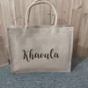 Embrulho de Presente Personalizado para Casamento Sra. Burlap Tote Bag Festa Noiva Retrô Praia Dama de Honra Personalizado Juta Literário Simples 230619