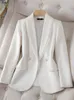Kombinezony damskie 2023 Modne różowe marynarki dla kobiet biuro damskie Lapel Lapel Solid Jacket Chic Vintage Burr Slim Coats