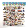 Barn Toy Stickers 12 SheetsSet Engineering Vehicle Excavator Cartoon Bubble Sticker för pojkar Scrapbooking Cognitive Eonal Toys 230617