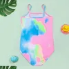 Filles arc-en-ciel licorne une pièce maillot de bain à bretelles mode fille cravate-teint bikini ensemble 2-9T enfants dessin animé sirène maillot de bain imprimé 2 style