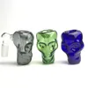 2.4 Inch Mini Glass Skull Ash Catcher Bowls with 14mm Male 90 Degree Colorful Black Blue Green Big Skull Head Thick Pyrex Glass Bong Bowl Water Pipes