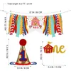 Party Decoration 3 PCS Hats Babies First Birthday Decorations Girl Baby 250x17x21cm Banner Cake Flag