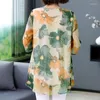 Kvinnors blusar Sommartryck Loose Asymmetrical Chiffon Shirts Topps Ladies Half Sleeve Thin Plus Size Blus Fashion Vintage Women Clothing