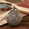 Pocket Watches Antique Steampunk Vintage Arabiska siffror Kvarts Pocket Watch Floral Pattern Case Halsband Pendant Klockkedja Män kvinnor 230619