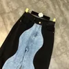 Women's Shorts PREPOMP Summer Arrivals Blue Denim Patchwork Long Pant Full Length Jeans Streetwear GF672 230619