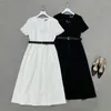 Basic Casual Dresses designer Summer New Celebrity Style Fashion Triangle Decoration with Belt High Waist Dress for Women AMI4