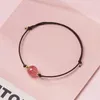 Charm Bracelets QiLuxy Handmade Nature Strawberry Quartz Moonstone Beads Bracelet For Women Man Simple Red Rope Lucky Couple Jewelry