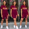 Damen-Trainingsanzüge HLJ Casual PINK Letter Printing Zweiteilige Sets Frauen Rundhals-T-Shirt und Biker-Shorts Sommer passende 2-teilige Outfits