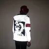 Herrjackor mäns full reflekterande jacka casual kvinnor vindbrytare hiphop huva kappa vattentätt tryckt streetwear natt glänsande jackor 5xl 230619