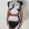 Work Dresses Short Sleeve Crop Top And Mini Skirt Matching Sets Ladies Fashion Clothes Print Two Piece Set Women Outfits