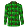 Herrpolos Green Christmas Tree Polo Shirt Mens Red Stars trycker Casual Autumn Stylish T-shirts Långärmad grafik överdimensionerad kläder