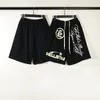 Męskie spodenki HARAJUKU LITET TREET LITERA GOONES Black Terry Casual Summer Men's Shorts Vintage szeroka noga splicowane Hip Hop Knee Pants 230619