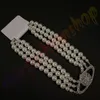 2023 Saturnhalsband Pearl Beaded Diamond Tennis Necklace Woman Silver Plating Triple Chains Vintage Trendy Style Desigenr smycken.