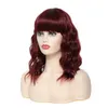 Nxy Hair Wigs 8 14 Inch Sintetico Borgogna Corto Riccio Bob con Frangetta Lunghezza Spalla Vino Rosso per Donna 230619