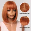 Nxy Hair Wigs 10~14 Inch Short Bob for Women Ginger Wig with Bangs Orange Cosplay Synthetic Daily Use 230619