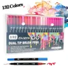 Watercolor Brush Pens Watercolor art marker brush with double head fine grain for calligraphy and painting 60/70/120/132 color set art supplies 230619