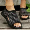 Sandals Women Sandals Knitting Summer Sandals 2023 New Casual Shoes For Women Flat Heels Sandalias Mujer Elegant Summer Shoes Female T230619