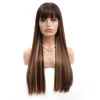 Nxy Hair Wigs Natural Fashion Parrucca sintetica 24 30inch Highlight Blonde per le donne Lungo dritto con frangia 230619