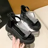 Sandals 2023 Summer Fashion Women's Sequin Thick Bottoming Peep-toe Shiny Bag With Women Leisure Holiday Shoes