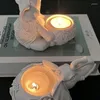 Candle Holders 1PC Votive Pottery Elephant Statues For Home Decor Wealth Lucky Figurine Holder Party