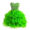 Charming Short Homecoming Dresses Sweetheart Organza Beaded Crystals A-Line Sequins Birthday Graduation Cocktail Party Gown