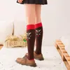 Women Socks 3 Styles Christmas Girls Breathable Cartoon Stockings Autumn Winter Ladies Leisure Style Tree/Elk/Dot Jacquard Knee