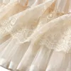 Jupes femmes broderie Tulle Tutu jupe mi-longue élégante taille haute élastique maille florale a-ligne dentelle Patchwork Ballet bal