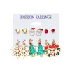 Boucles d'oreilles pendantes 6 paires de boucles d'oreilles goutte de noël ensemble arbre de noël bonhomme de neige père noël wapiti flocon de neige clous d'oreille 2023 cadeau