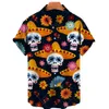 Camisas casuales para hombres Camisa de verano para hombres Camisa hawaiana con estampado de calavera de terror vintage Solapa Casual Moda de vacaciones Manga corta Top de algodón Ropa masculina 230619