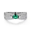 Cluster Rings smycken Sterling Silver Wheat Ear Hollow Ribbon 4 6 Emerald Ring Female Minority Design Light Luxury 3D Ins