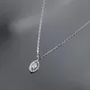 Kettingen 45 cm zilver 925 Vrouwelijke elliptische zirkonen ketting voor vrouwen op nekketen Girls mode sieraden