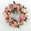 Dekorativa blommor kransar 35 cm konstgjorda siden rose krans blommor falsk krans för bröllopsfest dekoration främre dörr vägg hängande blommor arrangemang 230619