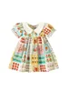 Flicka klänningar baby sommar prinsessan klänning kort ärm docka krage blommig frukt kaka tryck avslappnad kläder (vit 9-12