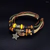 Charme Armbänder Persönlichkeit Naturstein Holz Vintage Handgemachte Bunte Drei Schichten Armreif Böhmen Bijoux Pulseras Hombre