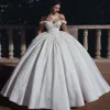 Arabo Al Largo Della Spalla Abito di Sfera Abiti Da Sposa 2020 Abiti Da Noiva Perline Fiori Lace-up Indietro Abiti Da Sposa2640