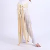 Desgaste de la etapa Danza del vientre Cadera Bufanda Brillo Fringe Triángulo Envoltura Cinturón Falda brillante Ropa de baile para mujer Traje Accesorio con borla Lentejuelas