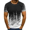 Männer T Shirts 2023 Kurze Mouw Männlichen Hiphop Streetwear Fitness Farbverlauf Männer -shirt Gedruckt Mode -shirts 3XL Tops