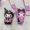 Cute PVC 3D Keychains Kawaii Cartoon Big Eared Dog Pudding Dog Penguin Women Bag Pendant Key Chain