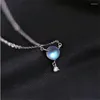 Pendant Necklaces Fashion Fluorescent Luminous Silver Plated Jewelry Matte Round Beads Water Droplets Crystal XL011