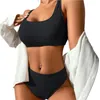 Maillots de bain pour femmes dames Bikini ensemble été fendu adultes femmes débardeur Type dos nu taille haute maillot de bain Boxer bref costumes