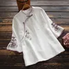 Ethnic Clothing Cotton And Embroidered Slanted Placket Buckle Art Retro Shirt Women Spring Summer Blouse