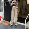 Yeni Retro Kargo Pantolon Kadın Y2K Street Giysesi İş Giydirme Bolca Düz Pantolon Moda Geniş Bacak Cepleri Joggers