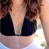 Pendant Necklaces Charm Jewelry Multilayer Crystal Leaf Long Fashion Simple 4 Layer Chain Necklace