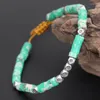 Брецлеты из шарма ручной работы натурального камня Boho Yoga Bracelet Braclet Brangle Оригинальный зеленый с сплавными бусинками регулируемый размер